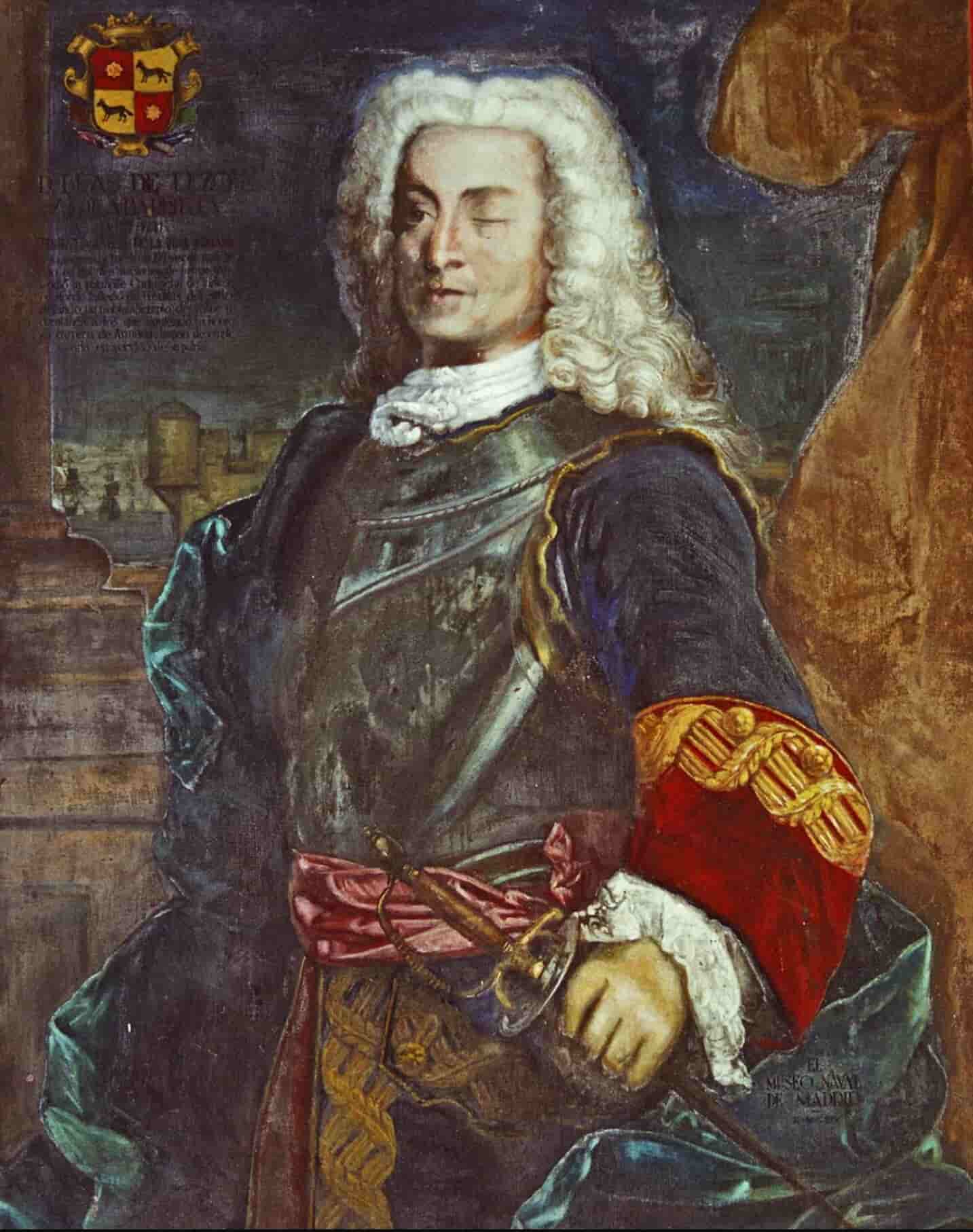 Blas de Lezo, uno de los héroes de la hispanidad, que resistió el ataque de un ejército inglés diez veces mayor que el suyo en la defensa de Cartagena de Indias en 1741. Blas de Lezo
